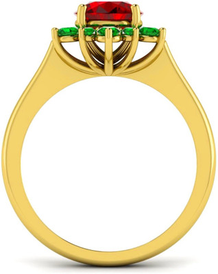 

Parshva Diam Silver Emerald Gold-plated Plated Ring, Yellow