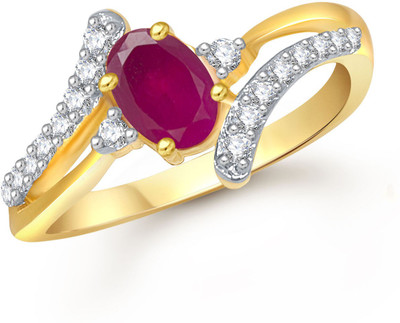 

Meenaz Royal Designer Ruby & White Alloy Cubic Zirconia Ring, Gold;maroon