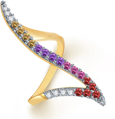 

Sukkhi Sleek Alloy Cubic Zirconia Gold-plated, Rhodium Plated Ring, Gold;white
