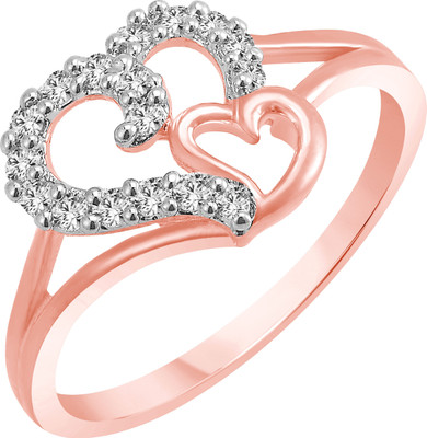 

Vighnaharta Rose Gold Couple Heart Alloy Cubic Zirconia Gold-plated Plated Ring, Copper