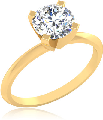 32% OFF on IskiUski Spring Round Solitaire Sterling Silver Swarovski Crystal Gold Plated Ring