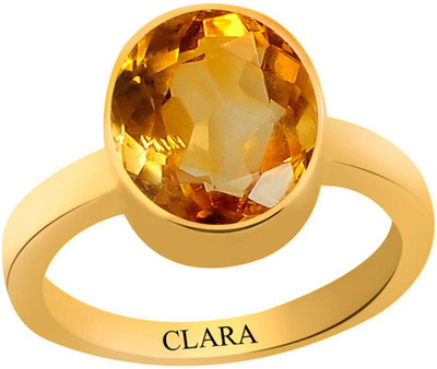 

Clara Citrine Sunehla 5.5 carat or 6.25ratti Panchdhatu Silver Citrine Yellow Gold Plated Ring