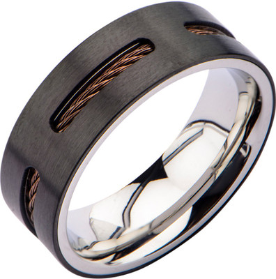 

Inox Jewelry Partial Exposed Single Cable Stainless Steel Ring, Black;silver;copper