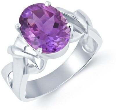 

G-Luck Jamunia Stone Weight - 5 Carat / 5.88 Ratti Silver Amethyst Ring, Purple