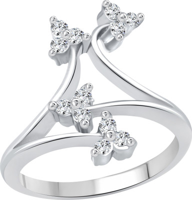 

Vighnaharta Flowery Treat Alloy Cubic Zirconia 18K White Gold Plated Ring, Silver