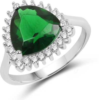 

Johareez Beautiful Sterling Silver Cubic Zirconia Rhodium Plated Ring, Green