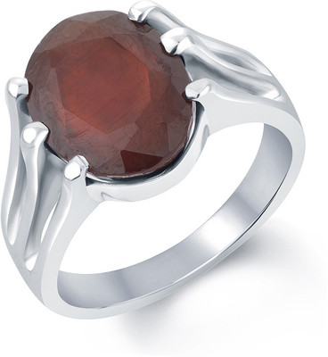 

G-Luck Gomed Stone Weight - 8.1 Carat / 9.53 Ratti Silver Garnet Ring, Red
