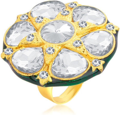 

Sukkhi Fine Designer Traditional Cocktail Gold Plated American Diamond Alloy Gold-plated Plated Ring