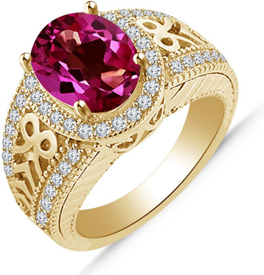 

Anopchand Tilokchand Jewellers Silver Cubic Zirconia Gold-plated Plated Ring, White