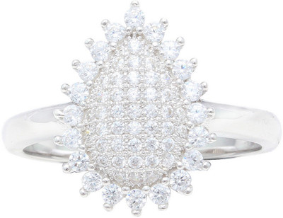

Ijuels Pear Cluster Sterling Silver Cubic Zirconia Rhodium Plated Ring