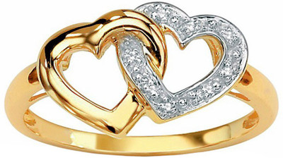 

Kataria Jewellers Hearts Valentine Day American Diamond 92.5 BIS Hallmarked Silver Ring, Yellow
