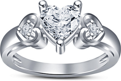 49% OFF on Kirati Heart Design Sterling Silver Rhodium Plated Ring