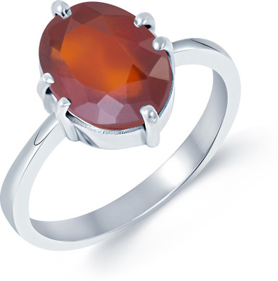 

G-Luck Gomed Stone Weight - 4.4 Carat / 5.18 Ratti Silver Garnet Ring, Red