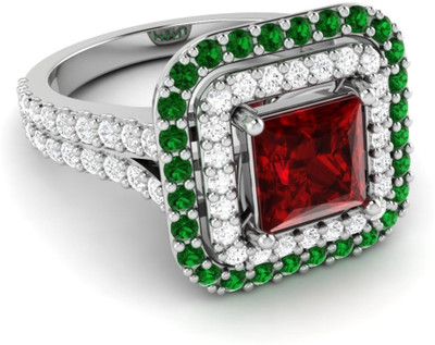 

Parshva Diam Silver Ruby Gold-plated Plated Ring, White