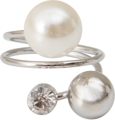 Taj Pearl Designer Alloy Ring, Silver