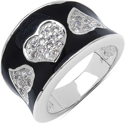 Johareez Sterling Silver Cubic Zirconia Sterling Silver Plated Ring, White