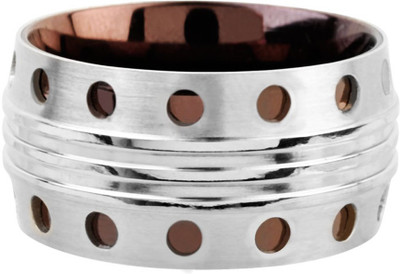 

Inox Jewelry Cappuccino Plated Dot Pattern Ring Stainless Steel Ring, Silver;brown