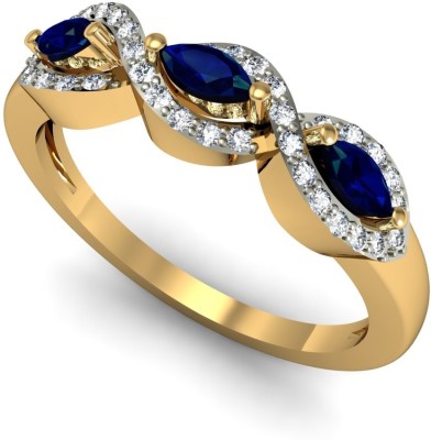 Rasav Jewels 18kt Diamond, Sapphire Yellow Gold ring