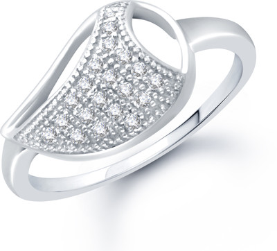 VK Jewels Outshining Shaped for Women and Girls Alloy Cubic Zirconia Rhodium Plated Ring