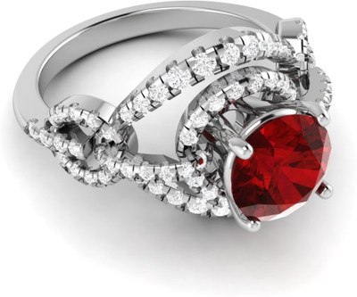 

Parshva Diam Silver Ruby Gold-plated Plated Ring, White