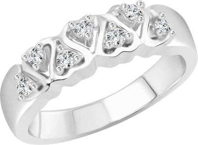 VIGHNAHARTA White Heart Shape Band Alloy Cubic Zirconia Gold Plated Ring