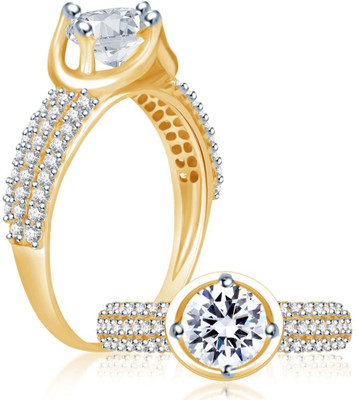 

Sukkhi Cubic Zirconia Stone Studded Solitaire Alloy Cubic Zirconia Rhodium, Gold-plated Plated Ring, White;gold