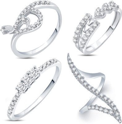 

Sukkhi Alloy Cubic Zirconia Rhodium Plated Ring Set, White