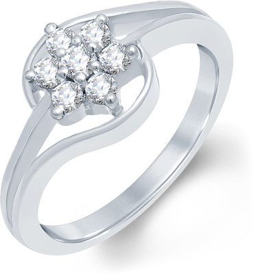 

Tarama Sterling Silver Swarovski Zirconia Silver Plated Ring, White