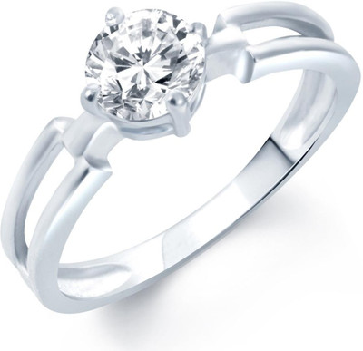 

Sukkhi Solitaire Cubic Zirconia Alloy Cubic Zirconia Rhodium Plated Ring, Silver