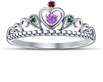 

Vorra Fashion Beautiful Snow White Princess Crown Design Sterling Silver Sapphire, Ruby, Emerald Platinum Plated Ring
