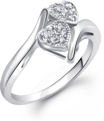 

Vighnaharta Glory Double Heart Alloy Cubic Zirconia Gold-plated Plated Ring, Silver