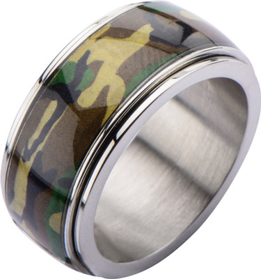 

Inox Jewelry Army Camo Collection Band Stainless Steel Ring, Silver;green;brown