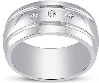 

Anopchand Tilokchand Jewellers Wedding Band Sterling Silver Cubic Zirconia Gold-plated Plated Ring, White