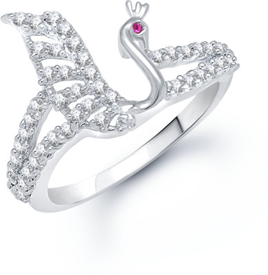 VK Jewels Peacock Shaped for Women and Girls Alloy Cubic Zirconia Rhodium Plated Ring