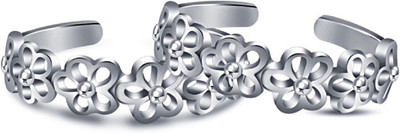 

Vorra Fashion Flower Shape Sterling Silver Platinum Plated Ring Set
