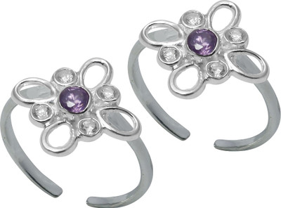 

Abhooshan Sterling Silver Cubic Zirconia Toe Ring Set, Multicolor