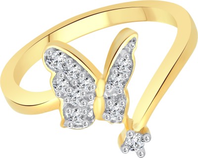 VIGHNAHARTA Angel Butterfly Alloy Cubic Zirconia Gold Plated Ring