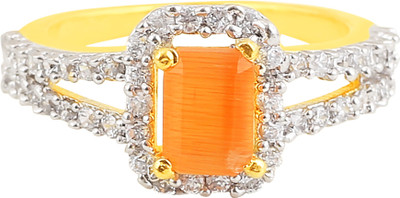 

Fasherati Studded Orange Stone Crystal Crystal Ring, Silver