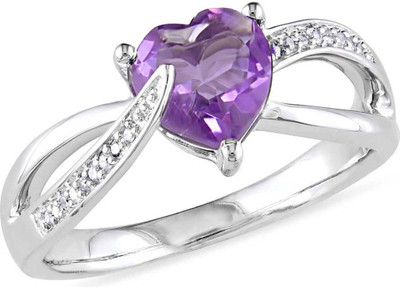 

AG Jewellery Sterling Silver Diamond Rhodium Plated Ring, Multicolor