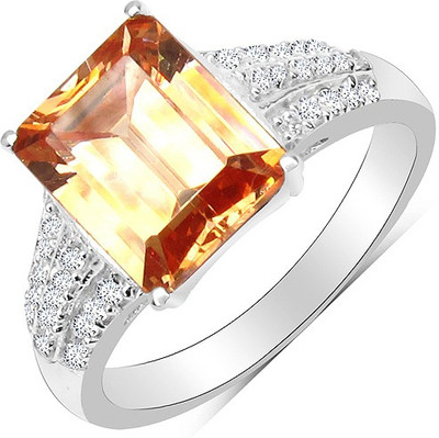 

Johareez Beautiful Sterling Silver Cubic Zirconia Rhodium Plated Ring, Brown