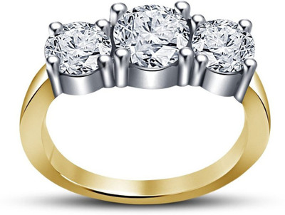 

Vorra Fashion Three Stone Sterling Silver Cubic Zirconia Gold-plated Plated Ring, Yellow