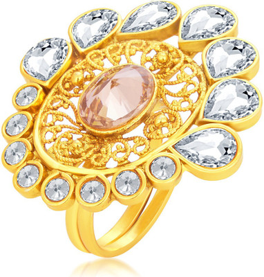 

Sukkhi Splendid Designer Traditional Cocktail Gold Plated American Diamond Alloy Gold-plated Plated Ring