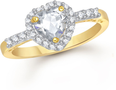 

Meenaz Love Heart Shape White Alloy Cubic Zirconia Ring, Gold