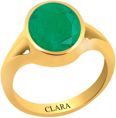 

Clara Emerald Panna 5.5 carat or 6.25ratti Panchdhatu Silver Emerald Yellow Gold Plated Ring