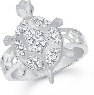 

VK Jewels Admirable Tortoise Alloy Cubic Zirconia Rhodium Plated Ring, Silver