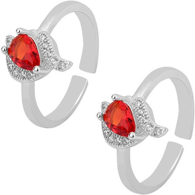 

Jewel99 Bella Silver Swarovski Zirconia Platinum Plated Toe Ring, Red
