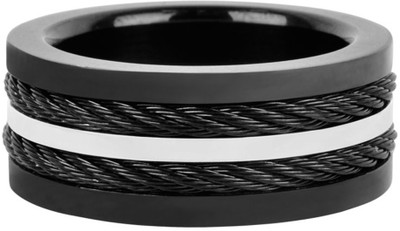 

Inox Jewelry Urbanight Collection Double Twisted Cable Stainless Steel Ring, Black;silver