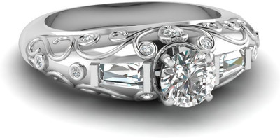 Anopchand Tilokchand Jewellers Silver Cubic Zirconia Gold-plated Plated Ring, Platinum