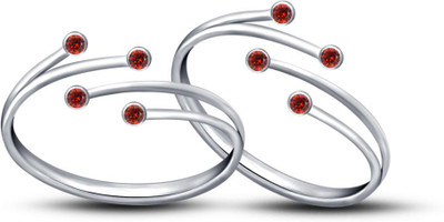 26% OFF on Kirati Sterling Silver Garnet Rhodium Plated Toe Ring Set