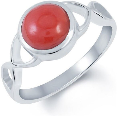 

G-Luck Silver Coral Ring, Red